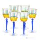 BRILLIANT Set of 6 authentic hand-painted stemmed wine glasses in superior quality glass.
