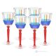 BRILLIANT Set of 6 authentic hand-painted stemmed wine glasses in superior quality glass.