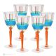 BRILLIANT Set of 6 authentic hand-painted stemmed wine glasses in superior quality glass.