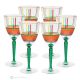 BRILLIANT Set of 6 authentic hand-painted stemmed wine glasses in superior quality glass.