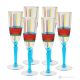 Set of 6 authentic hand-painted flute glasses in premium quality glass.