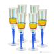 BRILLIANT Set of 6 authentic hand-painted flute glasses in superior quality glass.