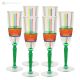 BRILLIANT Set of 6 authentic hand-painted flute glasses in superior quality glass.
