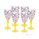 LAURUS Set of 6 authentic hand-painted stemmed wine glasses in premium quality glass.