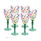 LAURUS Set of 6 authentic hand-painted stemmed wine glasses in premium quality glass.