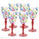 Set of 6 authentic hand-painted stemmed water glasses made of superior quality glass.