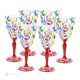 Set of 6 authentic hand-painted stemmed wine glasses made of premium quality glass.