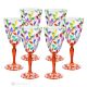 LAURUS Set of 6 authentic hand-painted stemmed water glasses in superior quality glass.