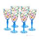 Set of 6 authentic hand-painted stemmed wine glasses made of premium quality glass.