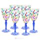 LAURUS Set of 6 authentic hand-painted stemmed water glasses in superior quality glass.