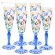 LAURUS Set of 6 authentic hand-painted flute glasses in superior quality glass.