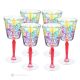 TATTOO Set of 6 authentic hand-painted stemmed glasses in superior quality glass.
