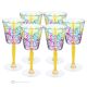 TATTOO Set of 6 authentic hand-painted stemmed glasses in superior quality glass.