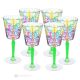 TATTOO Set of 6 authentic hand-painted stemmed glasses in superior quality glass.
