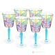 Set of 6 authentic hand-painted stemmed goblets in premium quality glass.