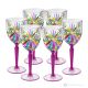 Set of 6 authentic hand-painted stemmed water glasses made of superior quality glass.