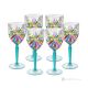 OASIS Set of 6 authentic hand-painted stemmed water glasses in premium quality glass.