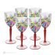 OASIS Set of 6 authentic hand-painted stemmed water glasses in premium quality glass.