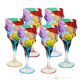 CALYPSO Set of 6 authentic modern hand-painted crystal stemmed goblets.