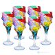 CALYPSO Set of 6 authentic modern hand-painted crystal stemmed goblets.