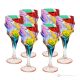 CALYPSO Set of 6 authentic modern hand-painted crystal stemmed goblets.