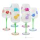 ALIZEE Set of 6 authentic hand-painted stemmed water glasses in premium quality glass.