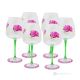 ALIZEE Set of 6 authentic hand-painted stemmed water glasses in premium quality glass.