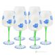 ALIZEE Set of 6 authentic hand-painted stemmed water glasses in premium quality glass.