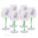 ALIZEE Set of 6 authentic hand-painted stemmed wine glasses made of premium glass.