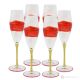 Set of 6 authentic hand-painted flute glasses in premium quality glass.