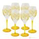 MONTECARLO Set of 6 authentic hand-painted stemmed water glasses in superior quality glass.