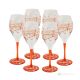 MONTECARLO Set of 6 authentic hand-painted stemmed wine glasses in superior quality glass.