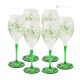 MONTECARLO Set of 6 authentic hand-painted stemmed wine glasses in superior quality glass.