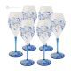 MONTECARLO Set of 6 authentic hand-painted stemmed wine glasses in superior quality glass.