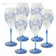 MONTECARLO Set of 6 authentic hand-painted stemmed water glasses in superior quality glass.