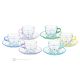BASIC Set of 6 espresso cups with saucer, hand-painted crystal glass top