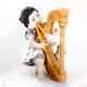 HENRIETTE Musician with harp, Capodimonte porcelain statuette, pure Italian art.