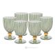 MILA Set of 6 authentic hand-painted stemmed wine glasses in premium quality glass.