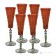 MISTRAL Set of 6 authentic hand-painted flute glasses in superior quality glass.