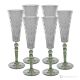 MISTRAL Set of 6 authentic hand-painted flute glasses in superior quality glass.