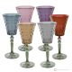 Set of 6 authentic hand-painted stemmed water glasses made of superior quality glass.