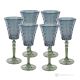 MISTRAL Set of 6 authentic hand-painted stemmed water glasses in superior quality glass.