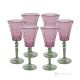MISTRAL Set of 6 authentic hand-painted stemmed wine glasses in superior quality glass.
