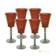MISTRAL Set of 6 authentic hand-painted stemmed wine glasses in superior quality glass.