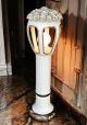 Floor lamp, ceramic lantern, decorated with roses, Swarovski crystals and platinum.