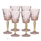 SQUARE Set of 6 authentic hand-painted stemmed water glasses in superior quality glass.