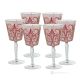 Set of 6 authentic hand-painted stemmed water glasses made of superior quality glass.