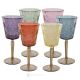 Set of 6 authentic hand-painted stemmed water glasses made of superior quality glass.