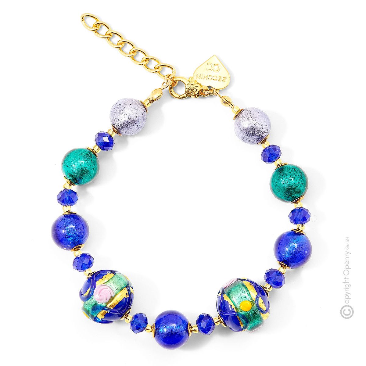 Italian Venetian Murano Jewelry Set: Stretch Bracelet & Drop